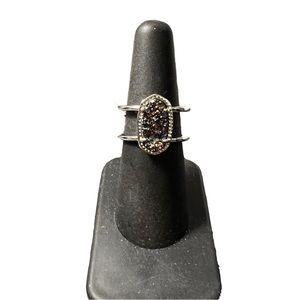 Kendra Scott Elyse Black Druzy Silver Tone Ring